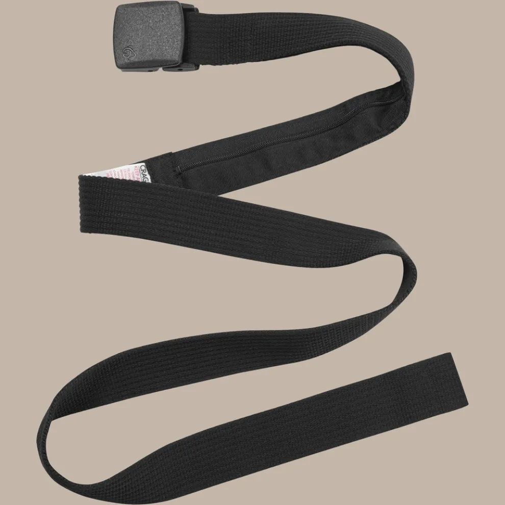 Adjustable Webbing Money Belt | Black