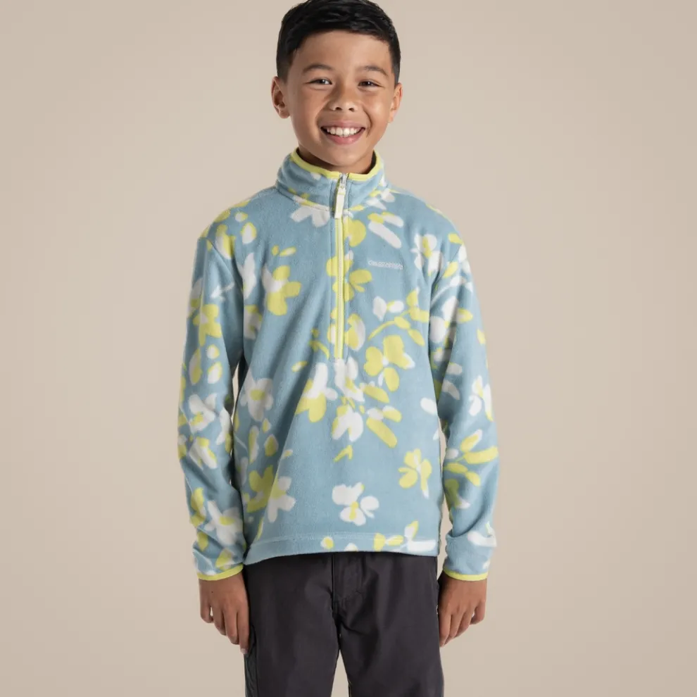 Kid's Bachas Half Zip Fleece | Sky Blue Print