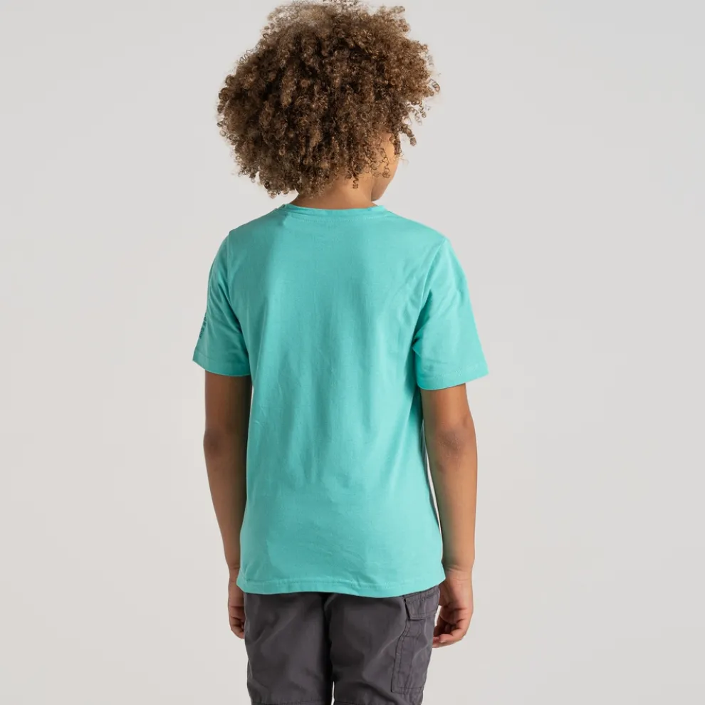Kid's Ellis Short Sleeved T-Shirt | Ocean Green Penguin