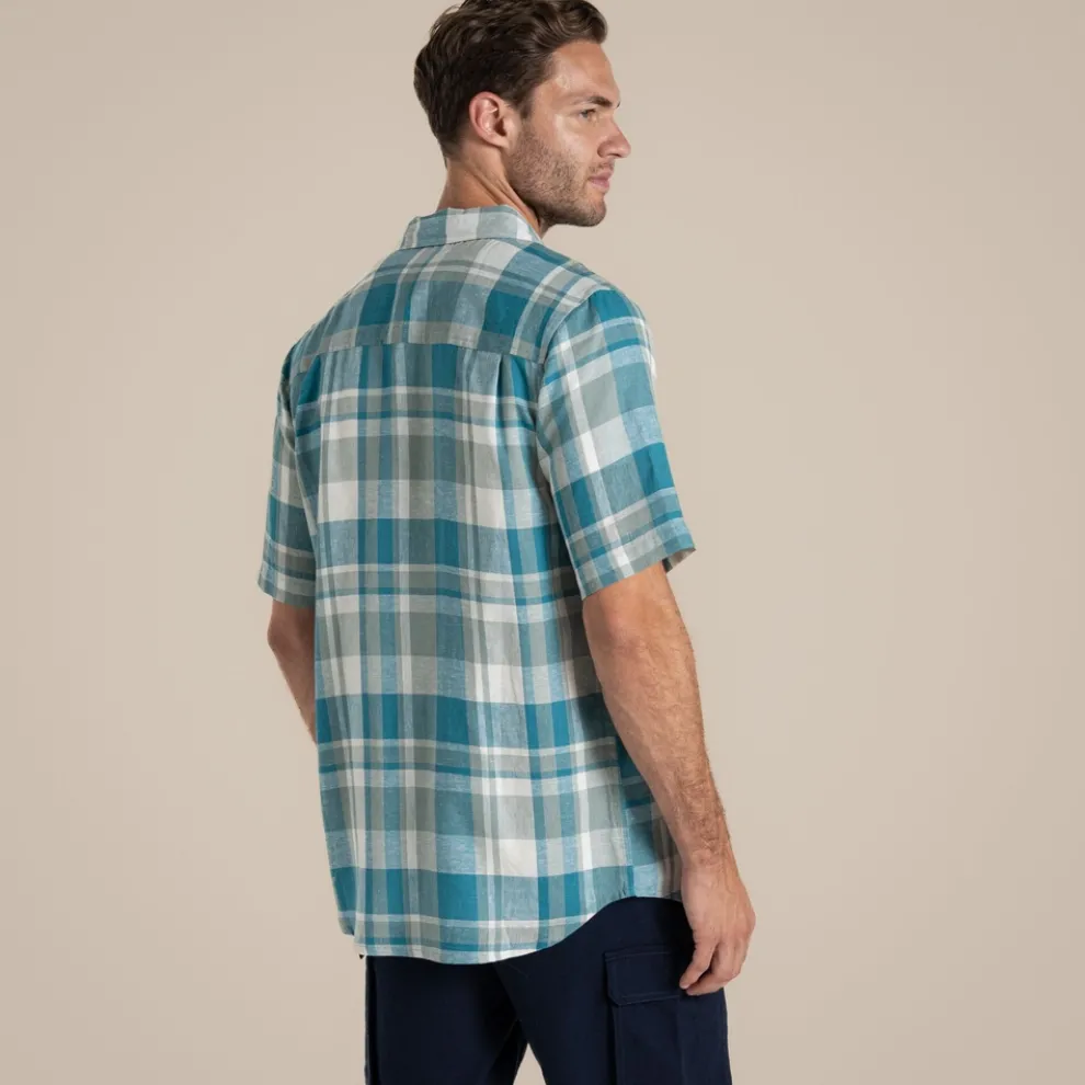 Men's Argino Short Sleeved Shirt | Tranquil Blue Check
