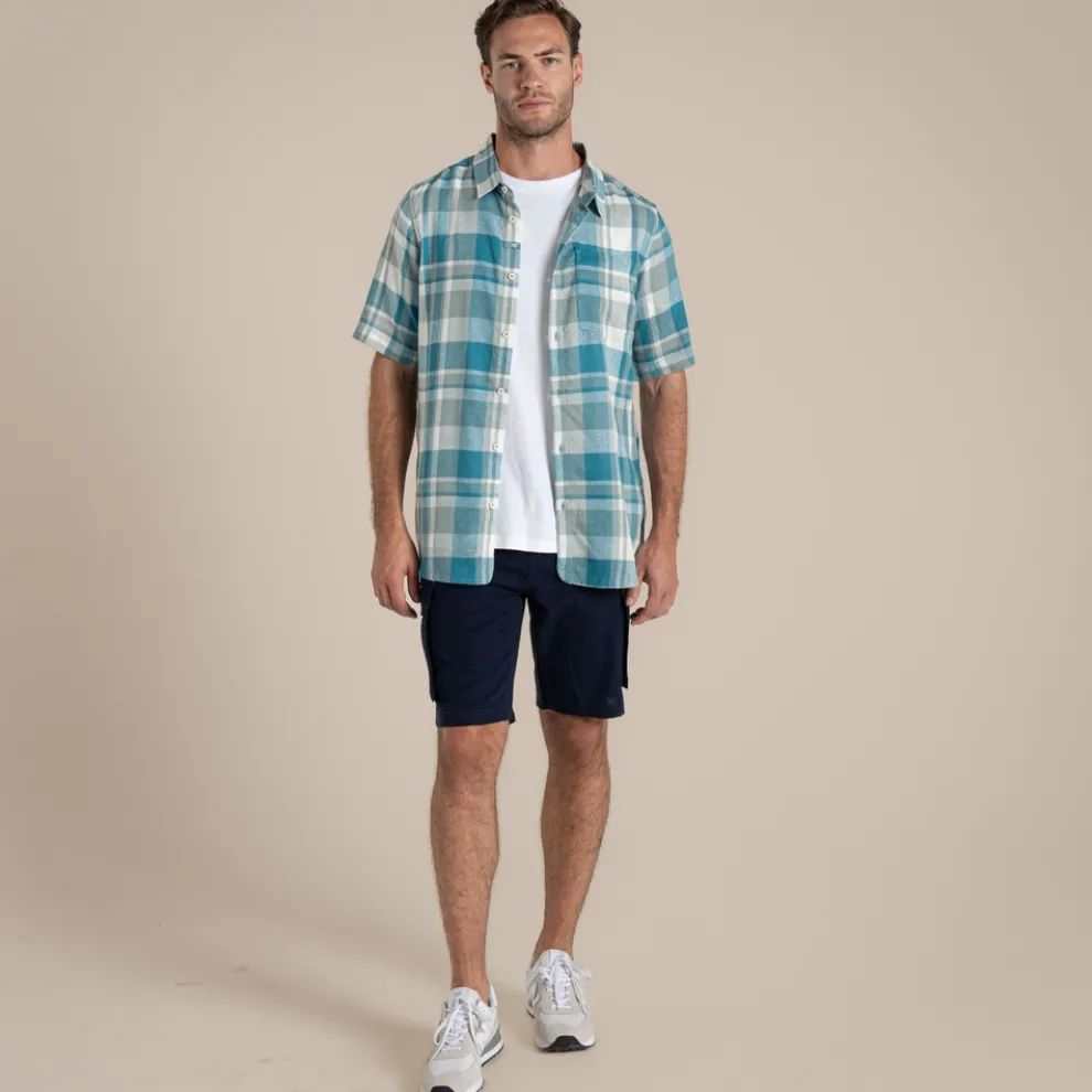 Men's Argino Short Sleeved Shirt | Tranquil Blue Check