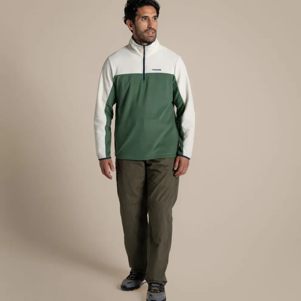 Men's Javi Half Zip Fleece | Ecru / Mangrove Green