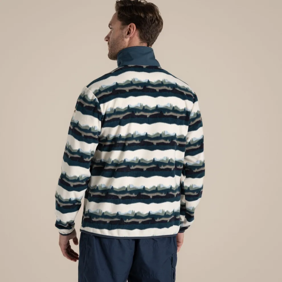 Men's National Trust Losehill Half Zip Fleece | Tranquil Blue Print