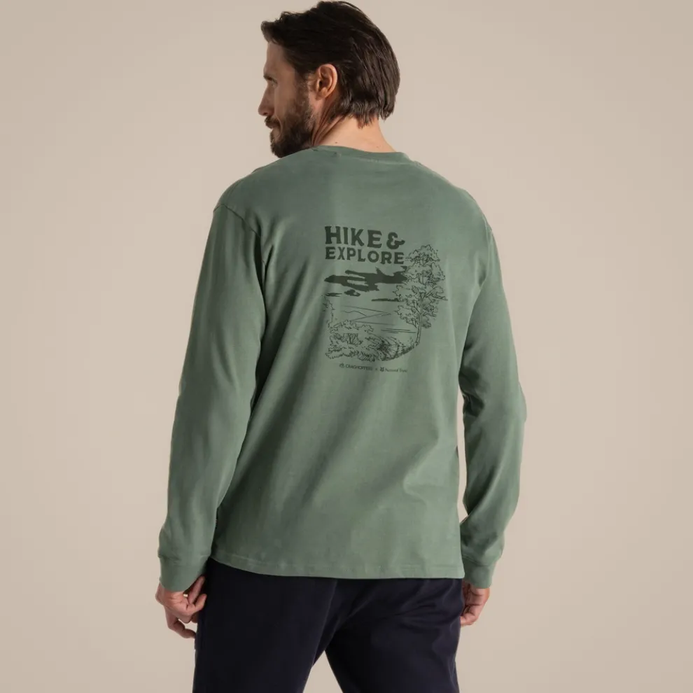 Men's National Trust Limestone Long Sleeved Top | Laurel Green