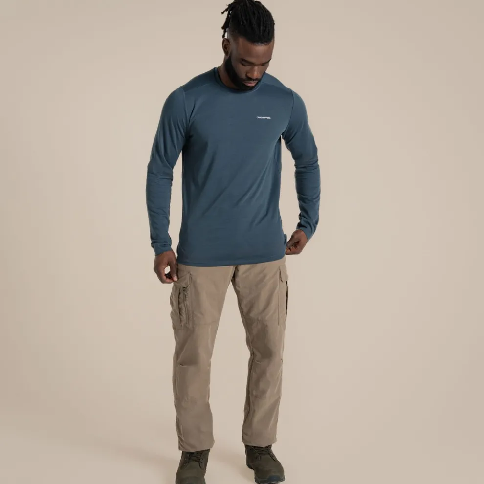 Men's Nosilife Abel Long Sleeved T-Shirt | Blue Stone