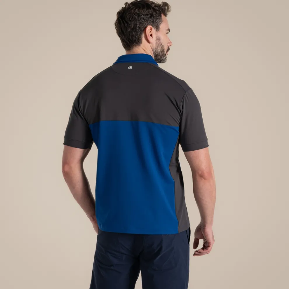 Men's NosiLife Avro Golf Short Sleeved Polo Top | Dark Iron / Deep Marina