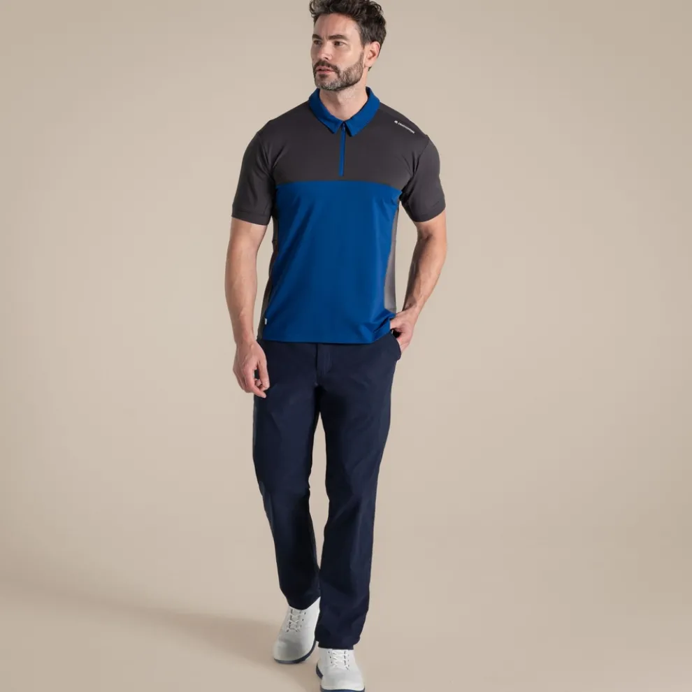 Men's NosiLife Avro Golf Short Sleeved Polo Top | Dark Iron / Deep Marina