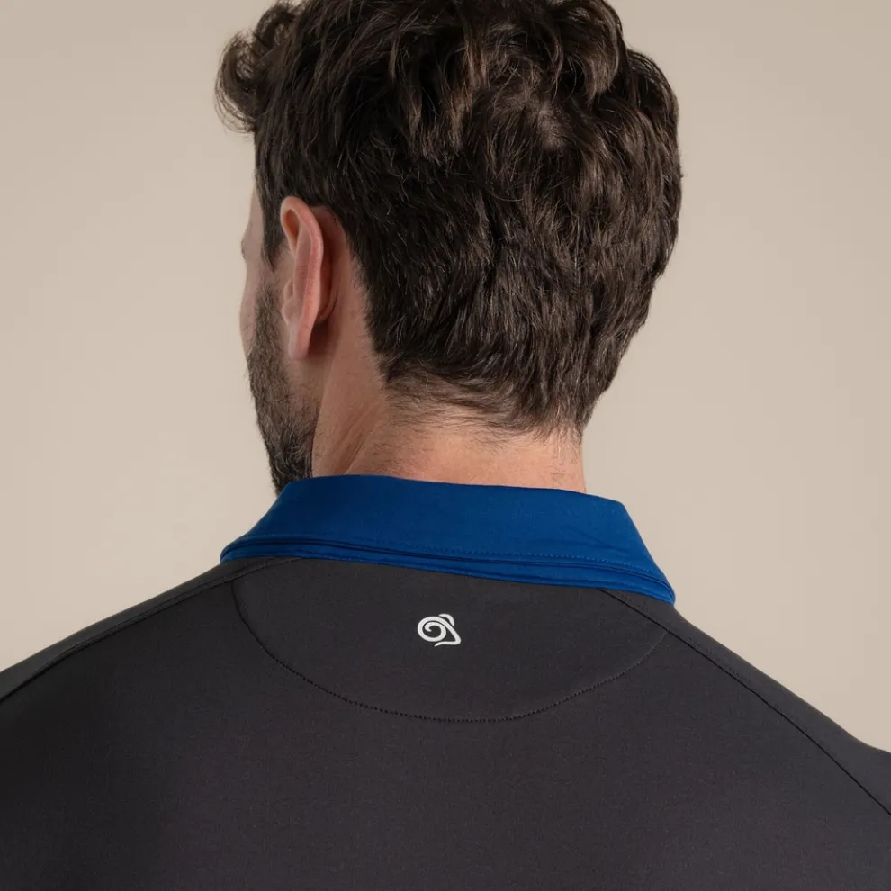 Men's NosiLife Avro Golf Short Sleeved Polo Top | Dark Iron / Deep Marina