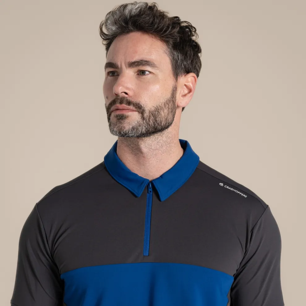 Men's NosiLife Avro Golf Short Sleeved Polo Top | Dark Iron / Deep Marina