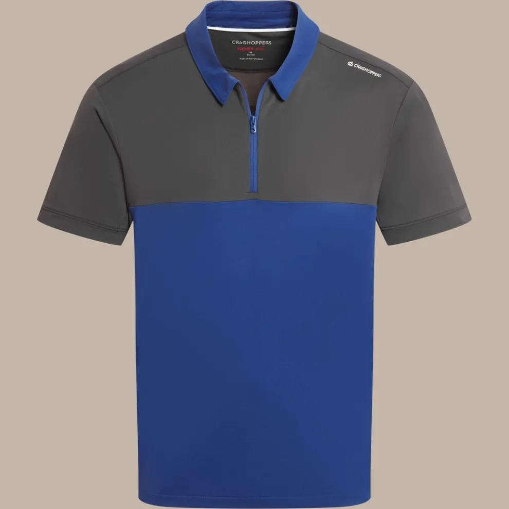 Men's NosiLife Avro Golf Short Sleeved Polo Top | Dark Iron / Deep Marina