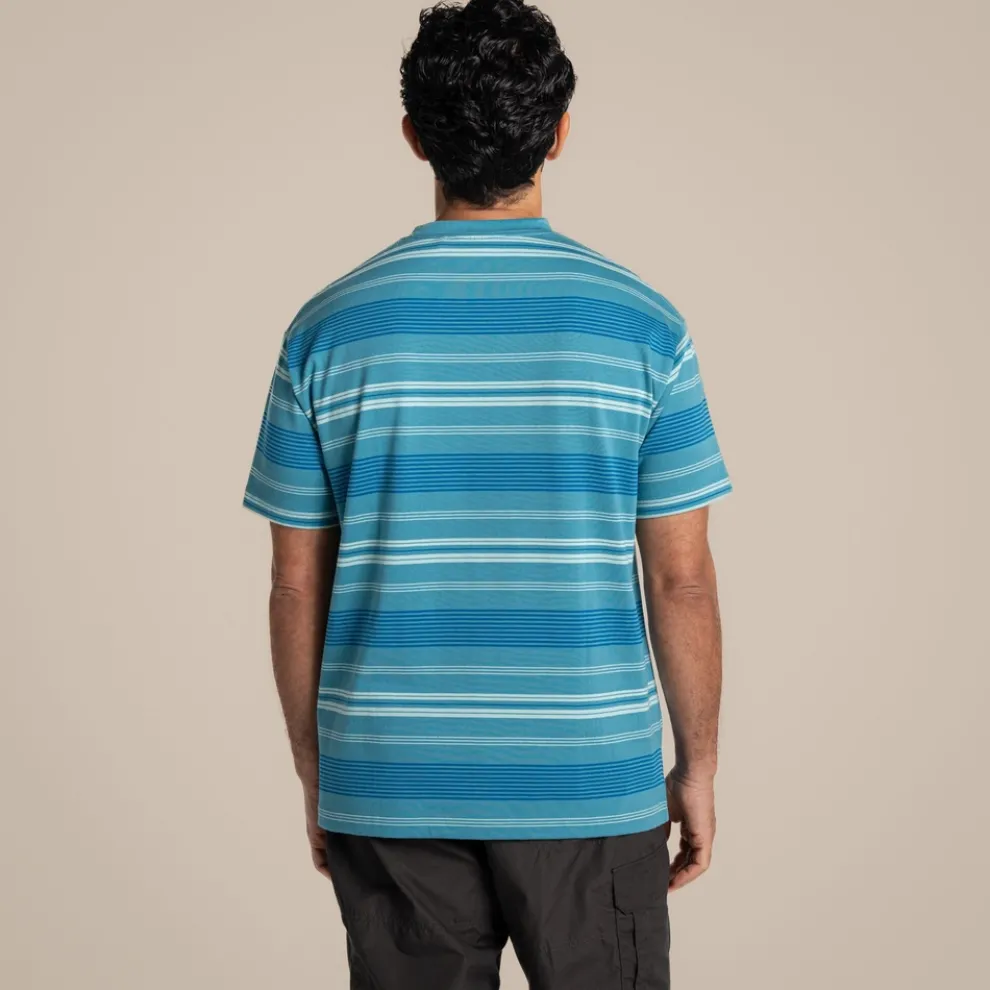 Men's Pointer Short Sleeved T-Shirt | Tranquil Blue Stripe