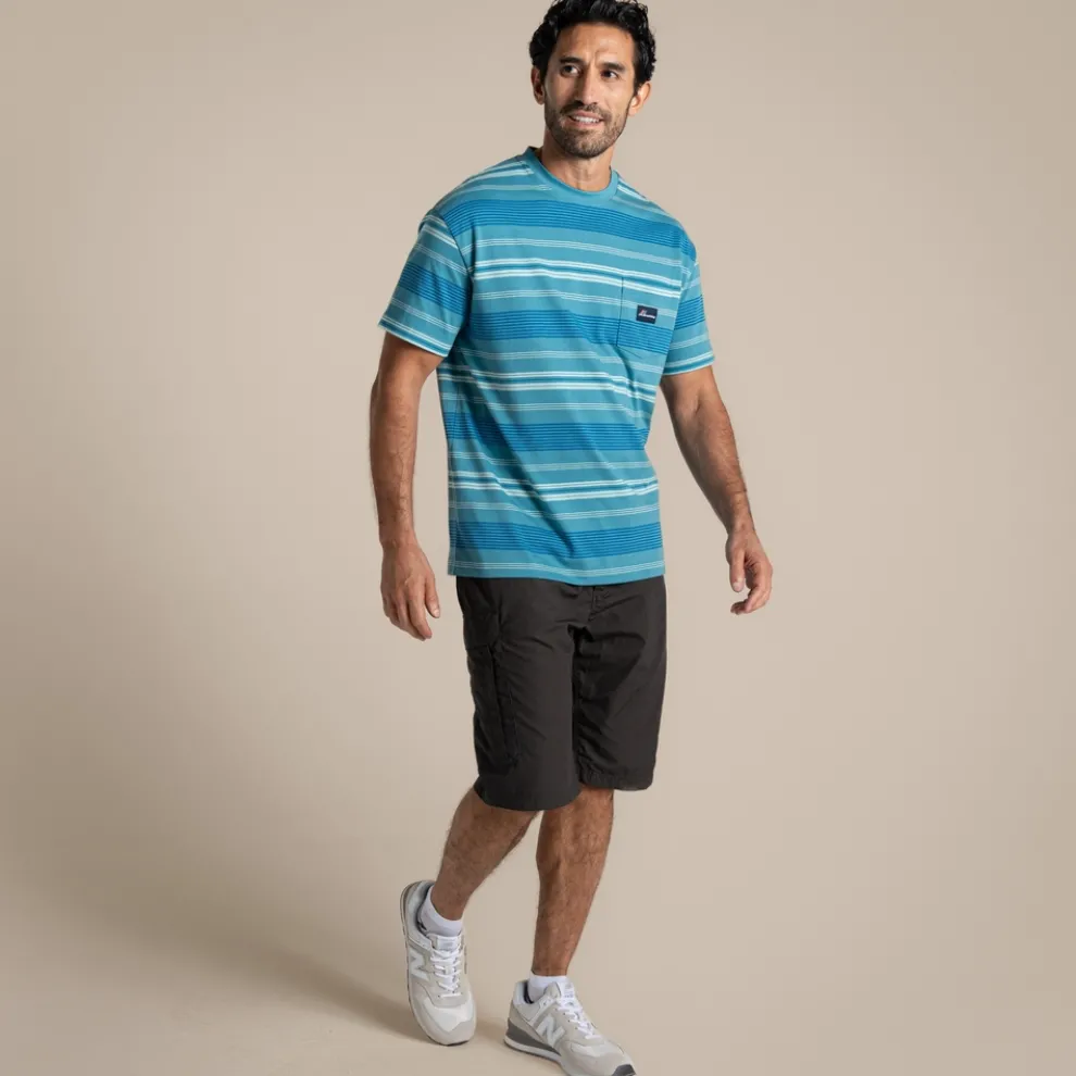 Men's Pointer Short Sleeved T-Shirt | Tranquil Blue Stripe