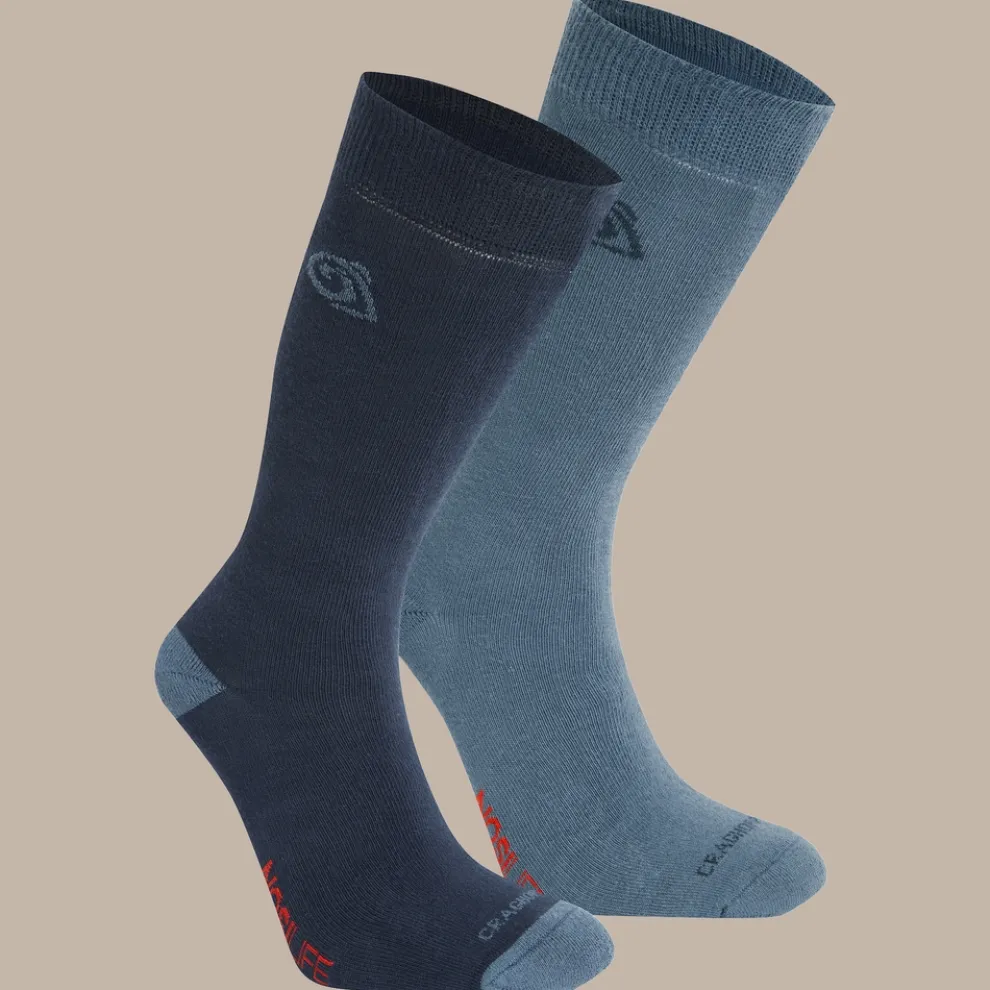 NosiLife Travel Twin Pack Socks | Blue Navy / Blue Stone