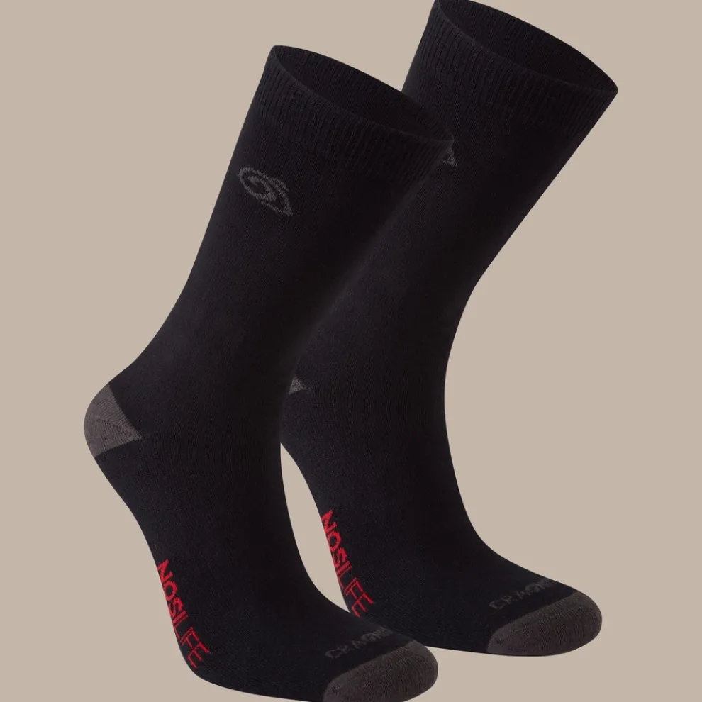 NosiLife Travel Twin Pack Socks | Black / Dark Lead