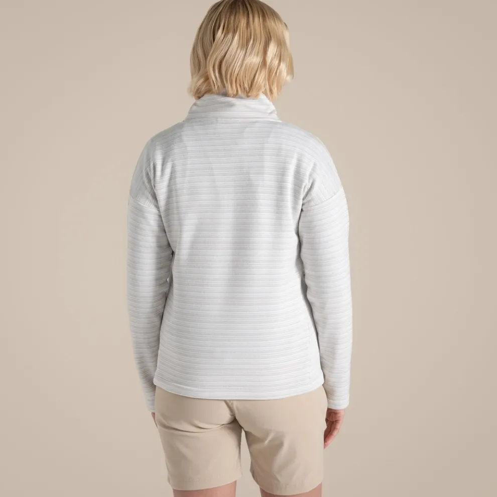 Women's Daisy Half Zip Fleece | Lunar Grey Stripe
