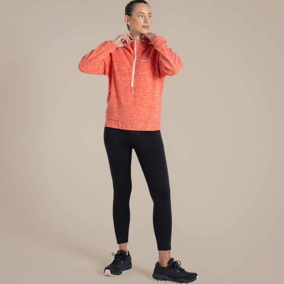 Women's Esk Hooded Half Zip Fleece | Deep Coral