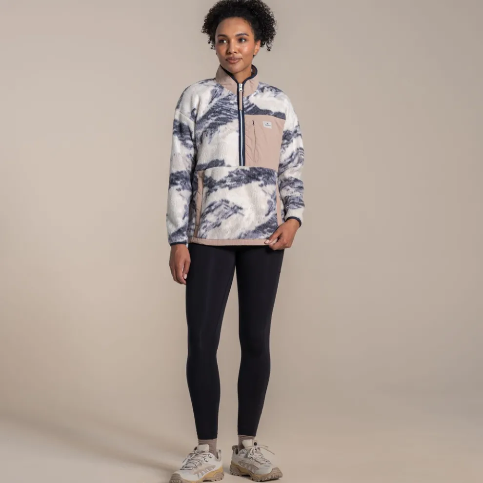 Women's Grange Half Zip Fleece | Ecru Print