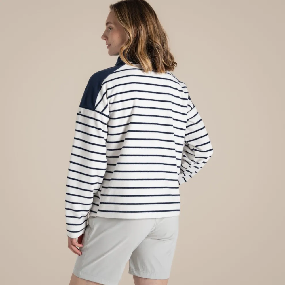 Women's Lily Half Zip Fleece | Blue Navy Stripe
