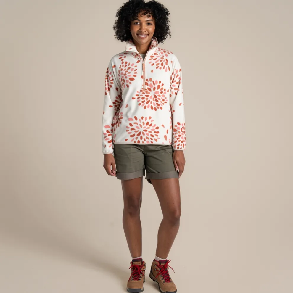 Women's National Trust Reedmace Half Zip Fleece | Red Sandstone Print