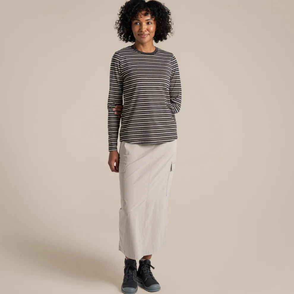 Women's NosiLife Akona Long Sleeved Top | Charcoal Stripe