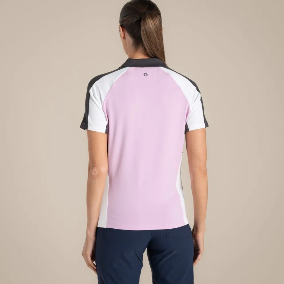 Women's NosiLife Hazelmere Golf Short Sleeved Polo Top | Orchid / White
