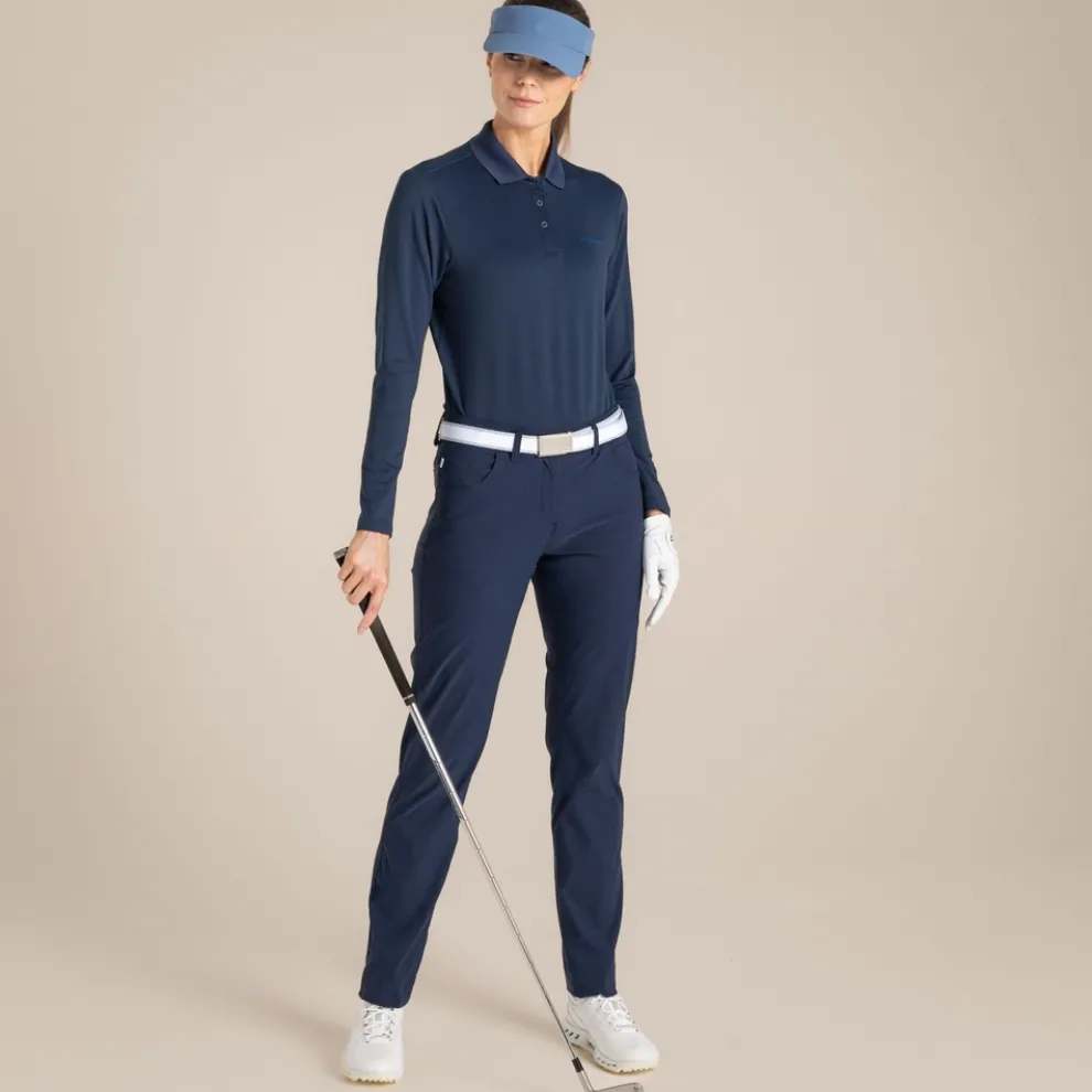 Women's NosiLife Thornbury Golf Long Sleeved Polo Top | Blue Navy