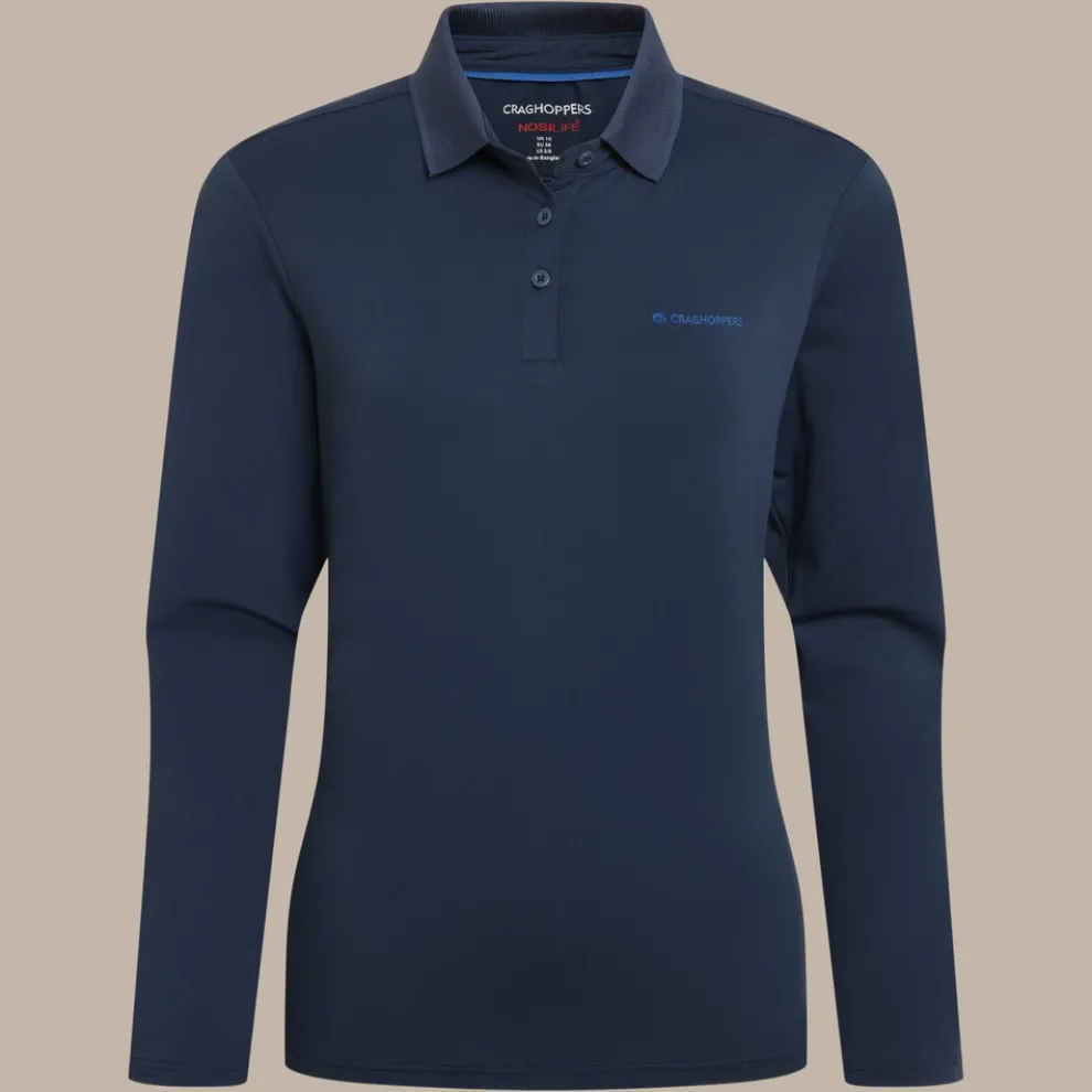 Women's NosiLife Thornbury Golf Long Sleeved Polo Top | Blue Navy