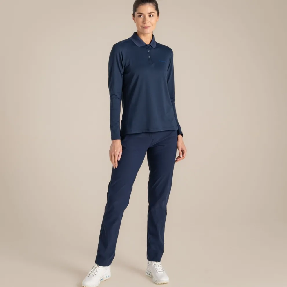 Women's NosiLife Thornbury Golf Long Sleeved Polo Top | Blue Navy