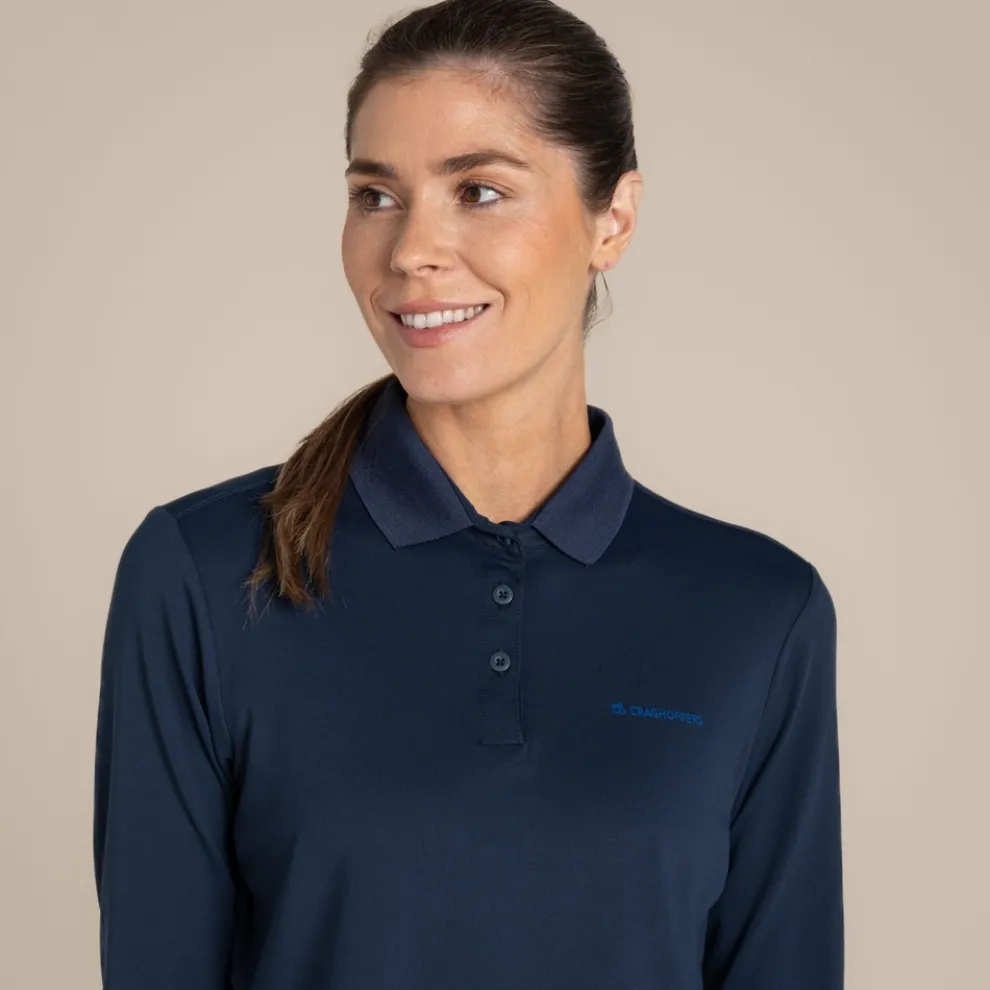 Women's NosiLife Thornbury Golf Long Sleeved Polo Top | Blue Navy