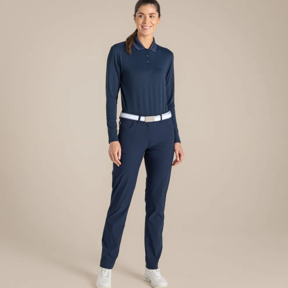 Women's NosiLife Thornbury Golf Long Sleeved Polo Top | Blue Navy