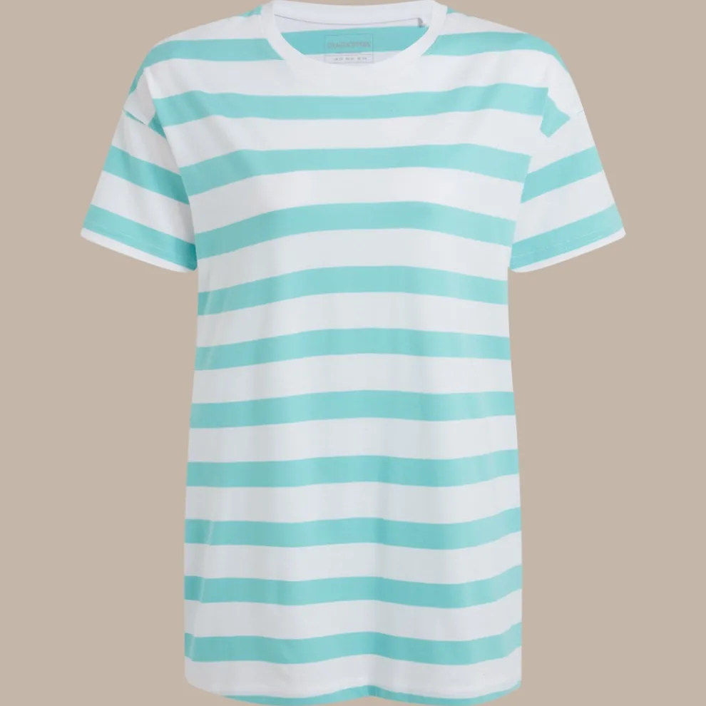 Women's Yago Short Sleeved Top | Aqua Sky Stripe